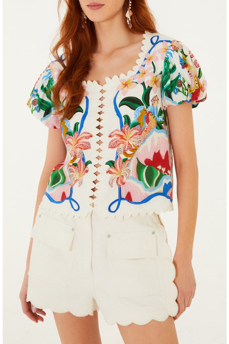 Garden of Life Floral Print Blouse, Main, color, OFF-WHITE