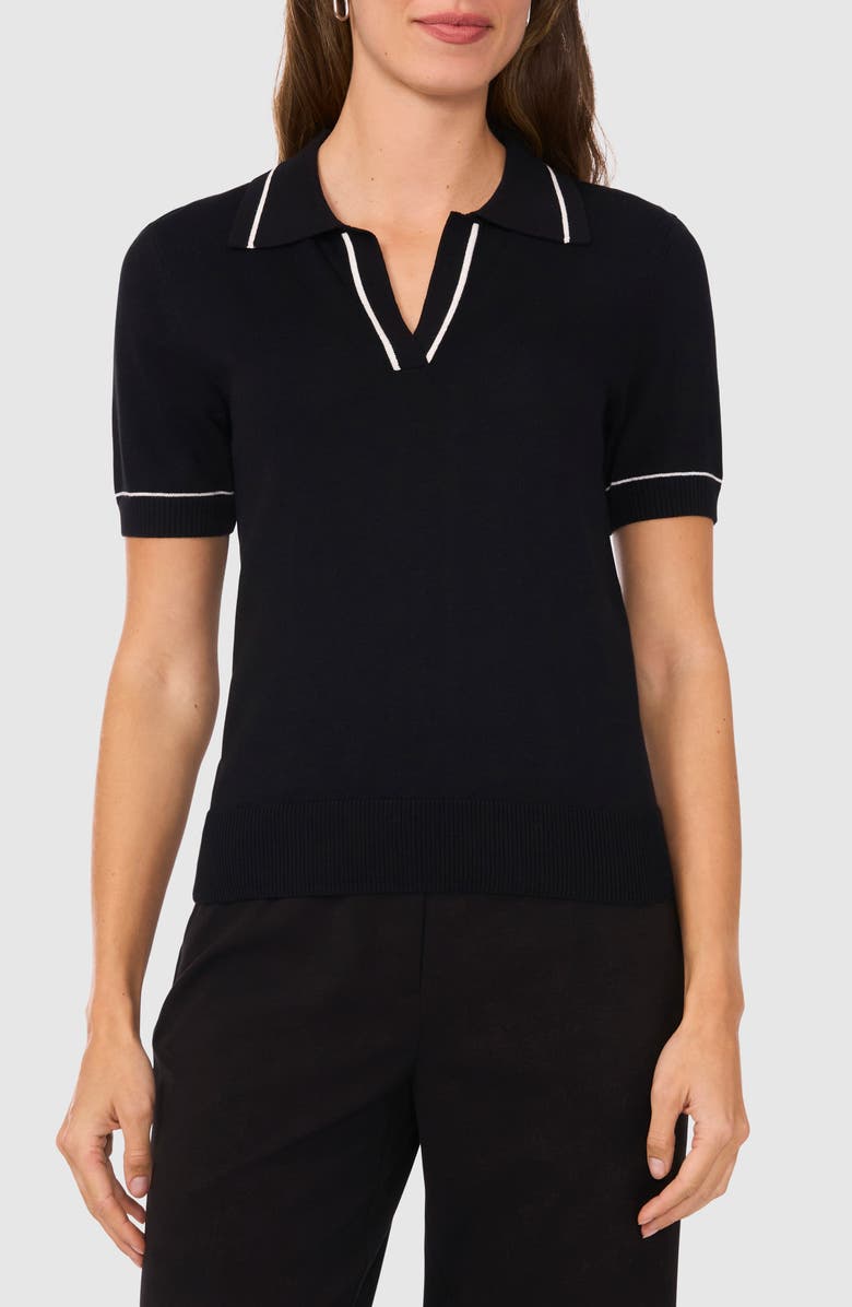 Halogen<sup>®</sup> Tipped Johnny Collar Polo Sweater, Main, color,