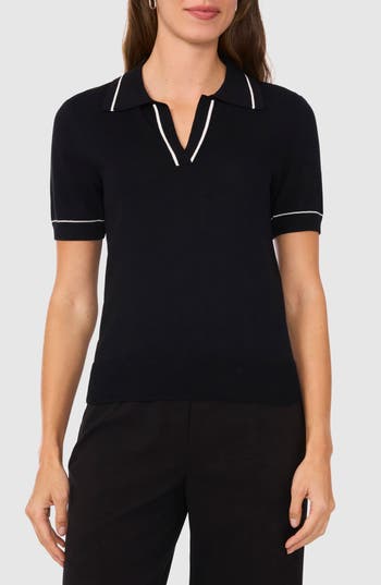 Shop Halogen ® Tipped Johnny Collar Polo Sweater