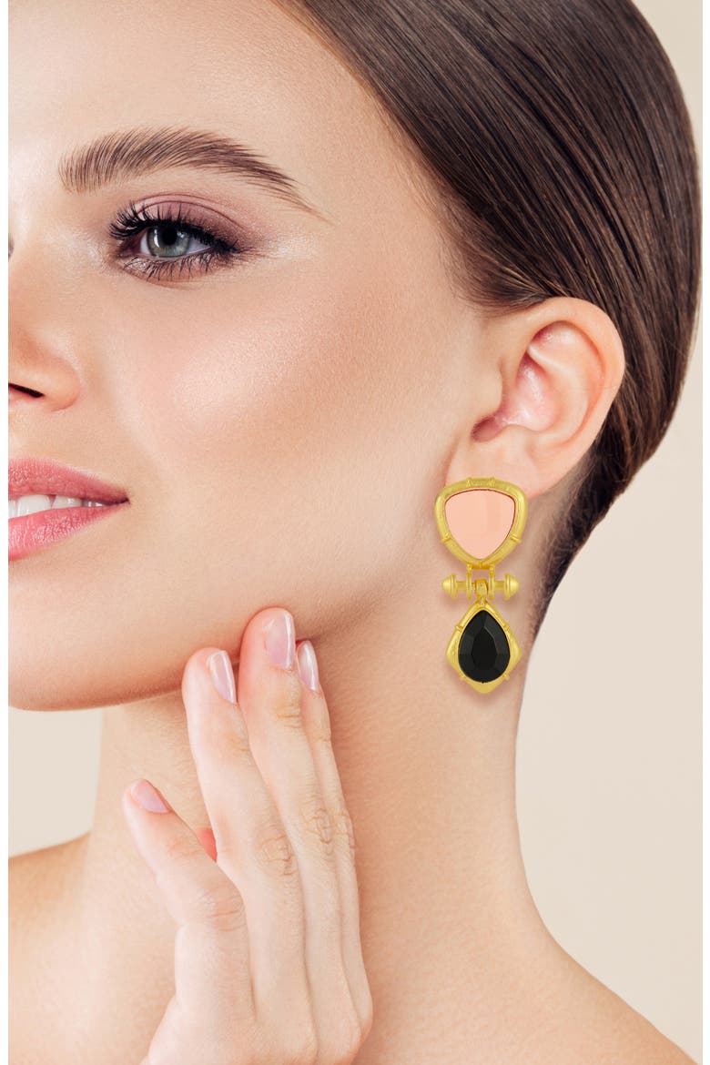 Enamel Geometric Drop Earrings, Alternate, color, GOLD