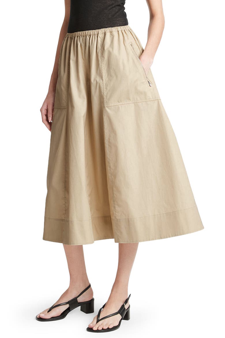 Gathered Cotton Utility Skirt, Alternate, color, WHITE OAK