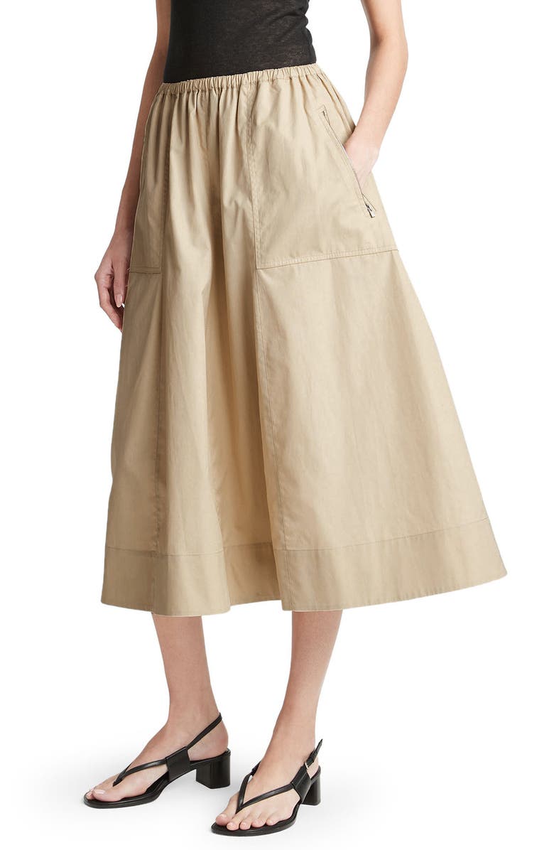Vince Gathered Cotton Utility Skirt, Alternate, color, White Oak