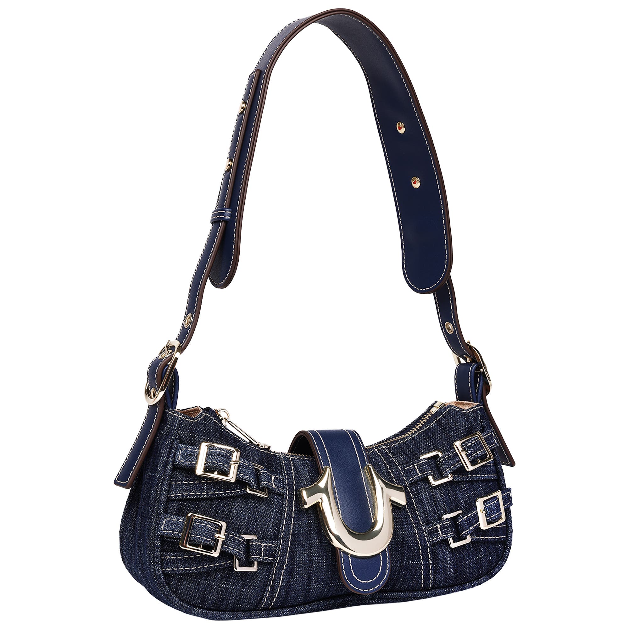 True Religion Multi-Strap Denim Shoulder Bag, Alternate, color, Dark Denim