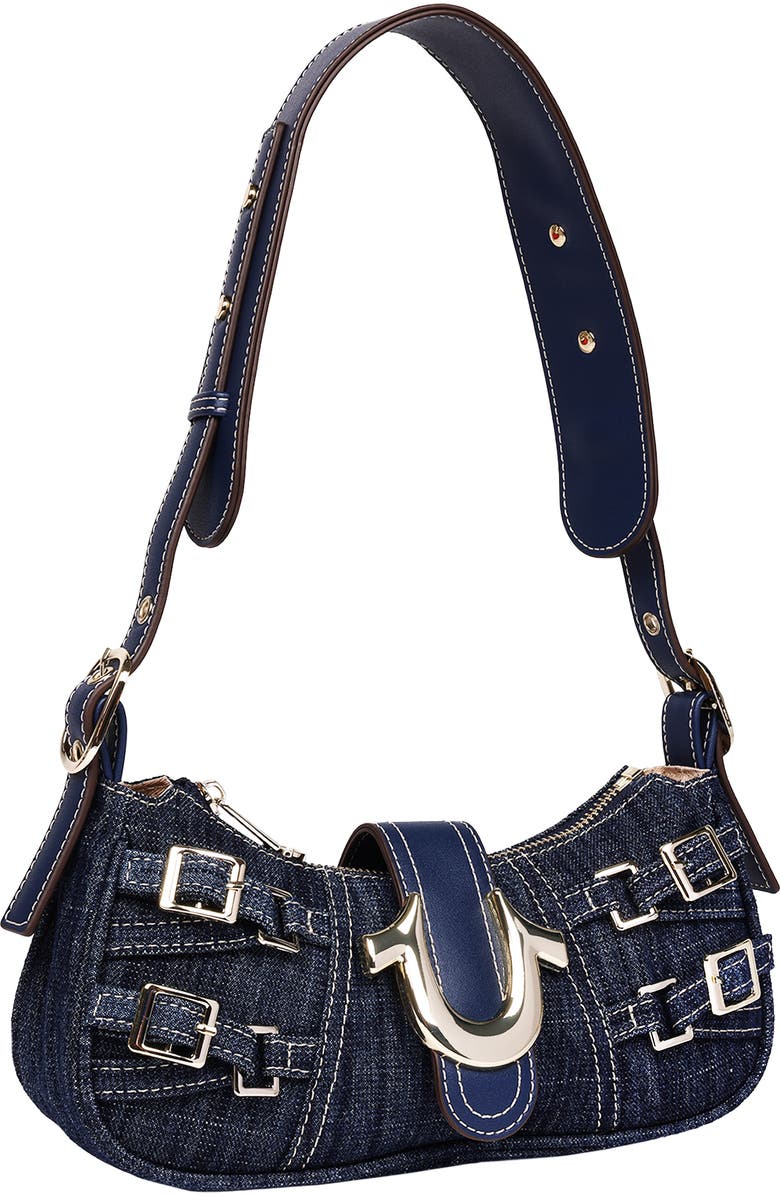 True Religion Multi-Strap Denim Shoulder Bag, Alternate, color, Dark Denim