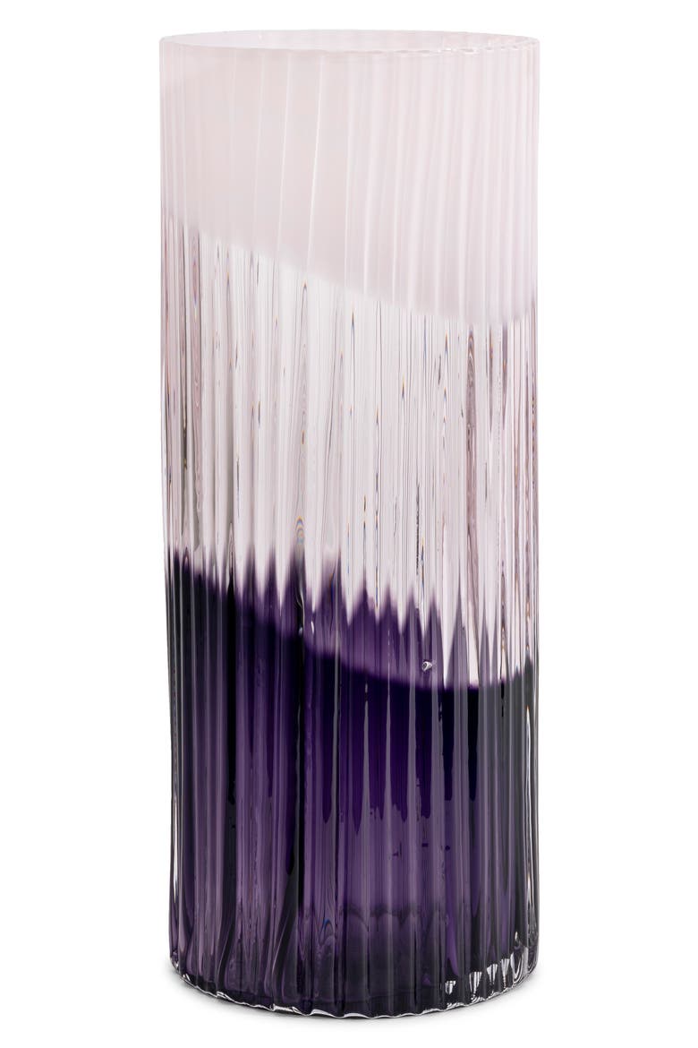 Pliss Glass Vase, Alternate, color, PINK/ AUBERGINE