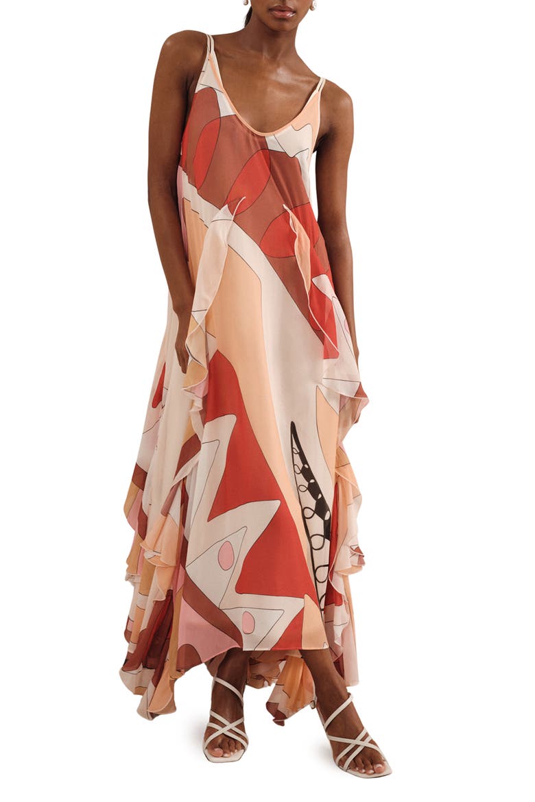 Sasha Ruffle Maxi Dress, Alternate, color, CREAM/ RED MULTI