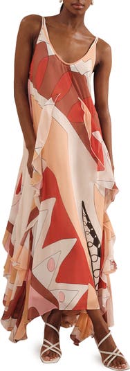 【海外限定】REISSワンピース☆Cream/Red Sasha Printed Ruffle Reiss Petite Sasha Printed Ruffle Trim Dress in Red | Lyst