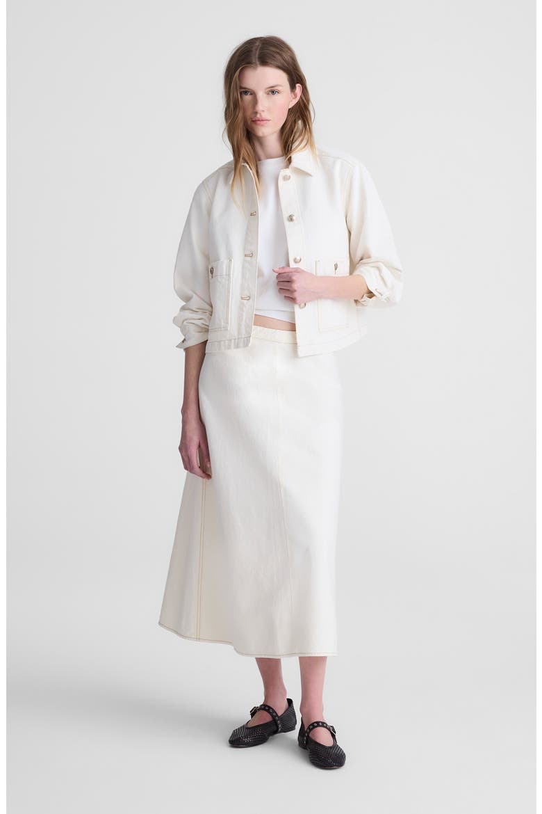 Bias Organic Cotton Midi Skirt, Alternate, color, VINTAGE CANVAS