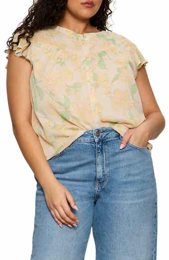 Free Spirited Floral Flutter Sleeve Button-Up Shirt