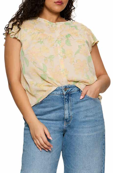 Free Spirited Floral Flutter Sleeve Button-Up Shirt