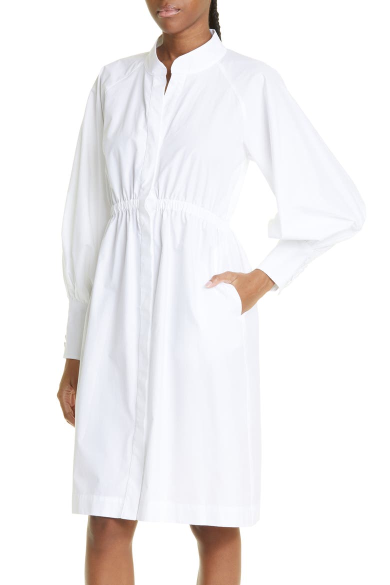 Long Sleeve Cotton Poplin Shirtdress, Alternate, color, 01- WHITE