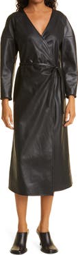 Proenza Schouler White Label Proenza Schouler Faux Leather Long Sleeve Wrap Dress