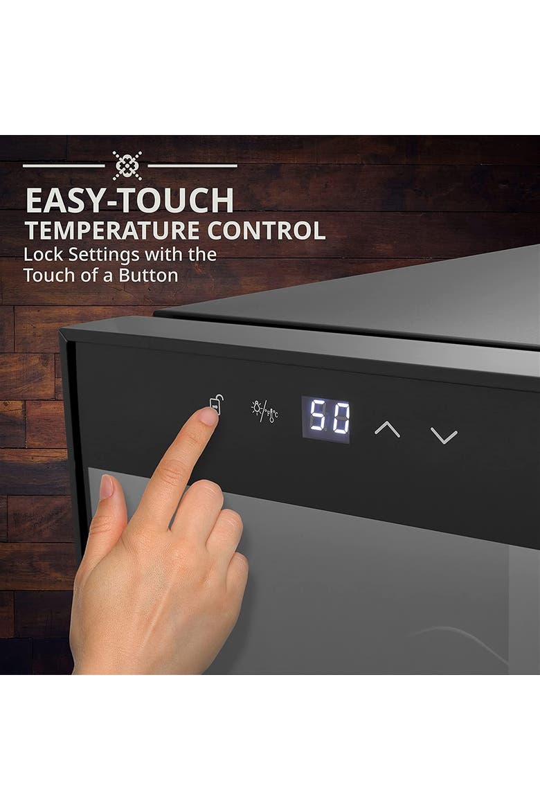 18 Bottle Compressor Wine Refrigerator, Large Freestanding Wine Cooler with Lock, Alternate, color, Black