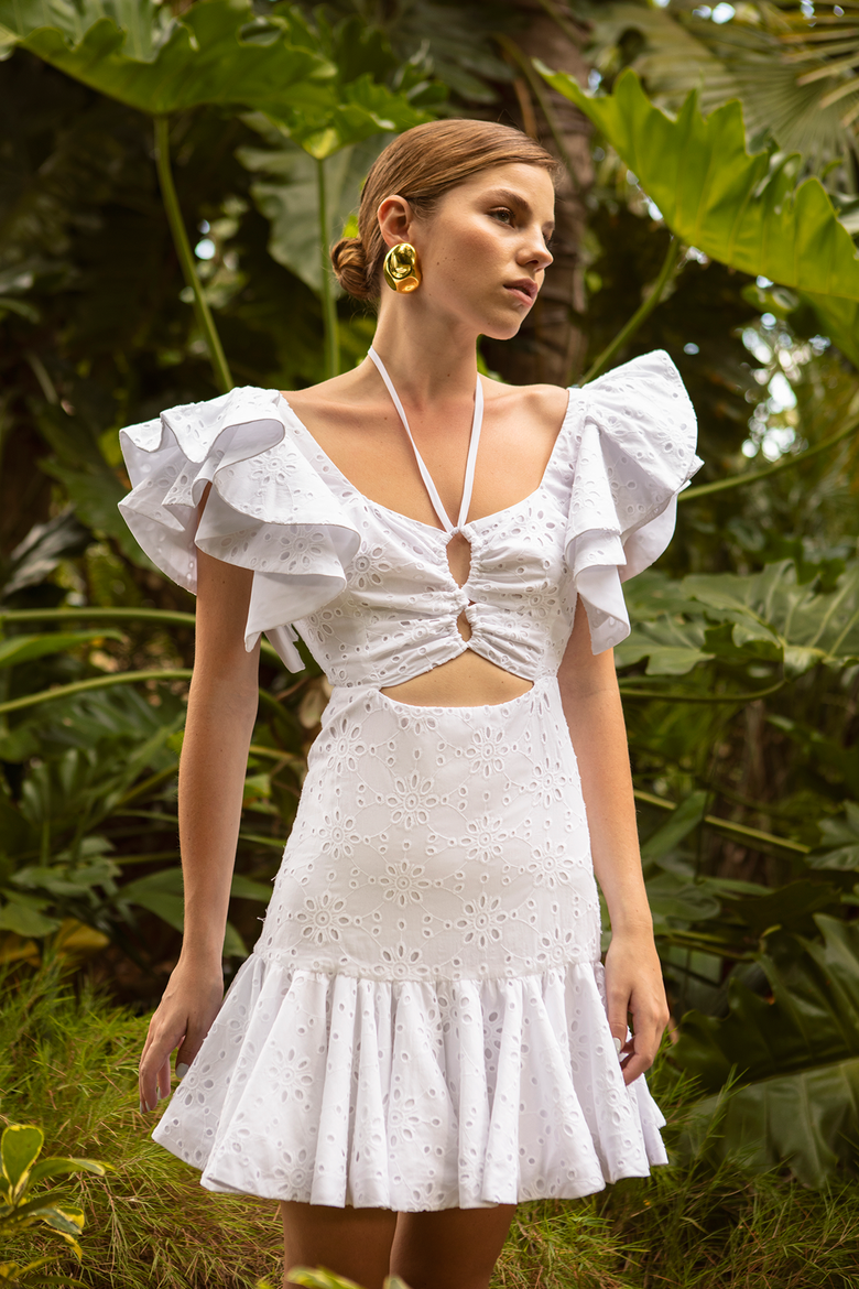 Chocolate Mini dress, Alternate, color, White Eyelet