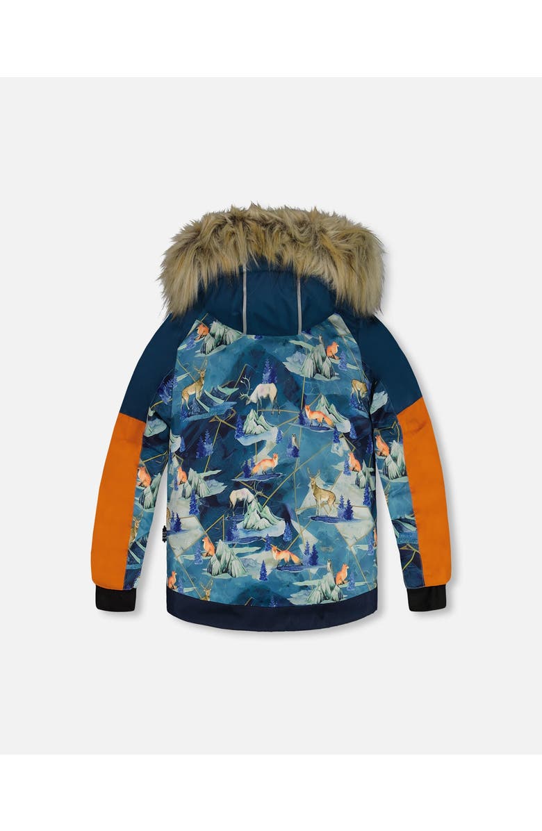 Deux par Deux Little Boy's Two Piece Snowsuit Majolica Blue Printed Animals And Glaciers, Alternate, color,