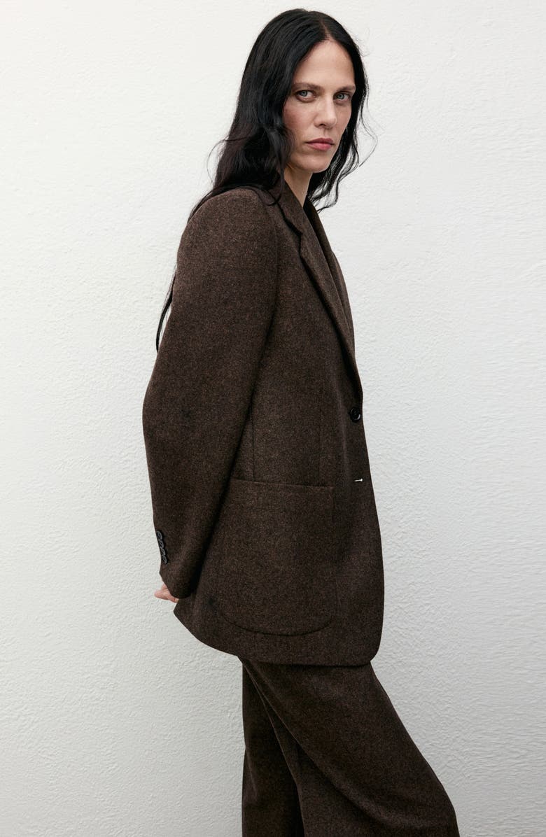 MANGO Straight Leg Wool Blend Pants, Alternate, color, Brown