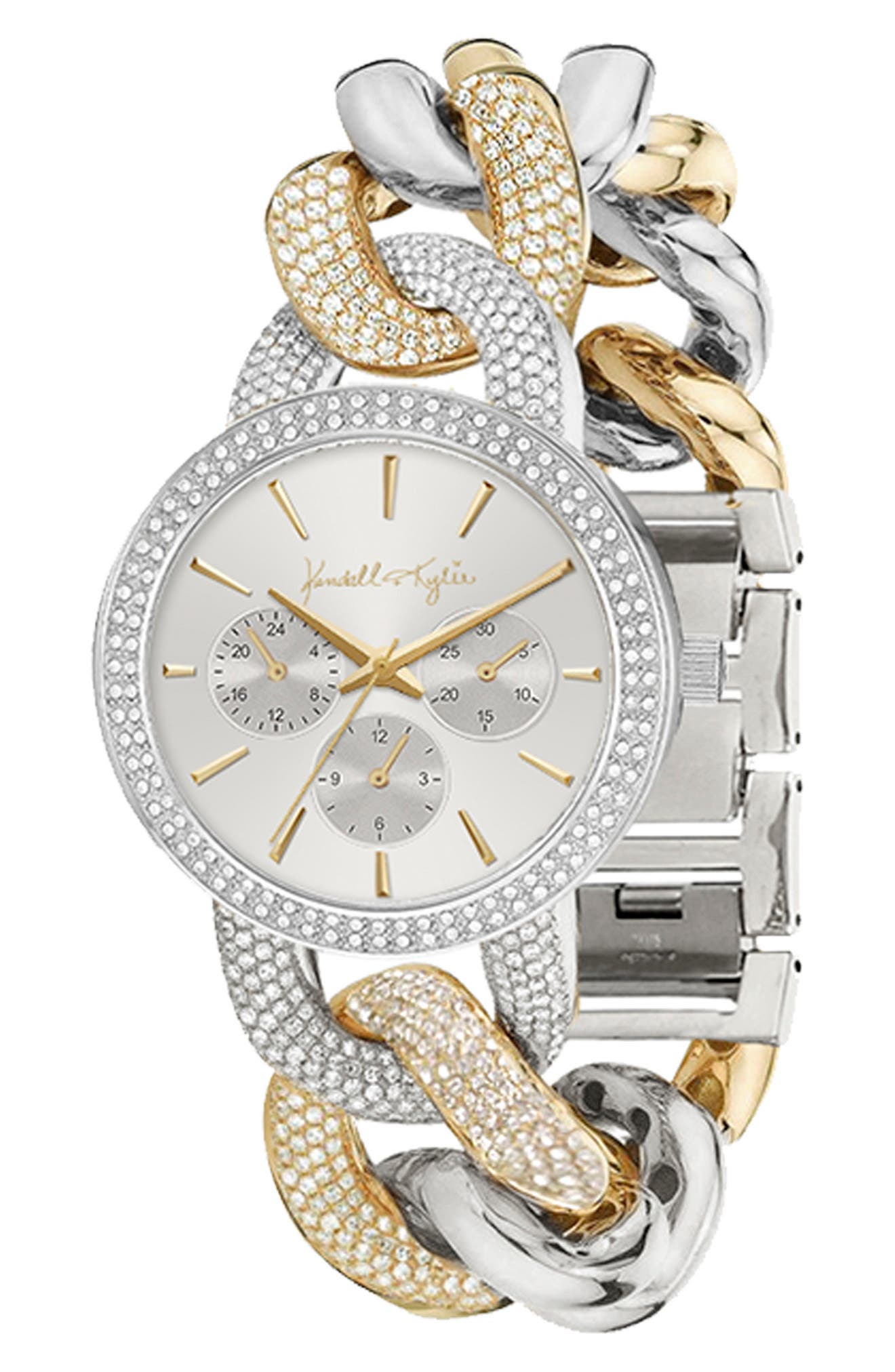 KENDALL + KYLIE Glass Crystal Chain Link Band Watch, 38mm (Women ...