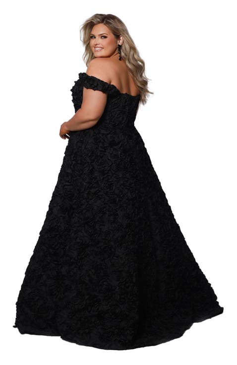Off-The-Shoudler A-Line Plus Size Evening Gown