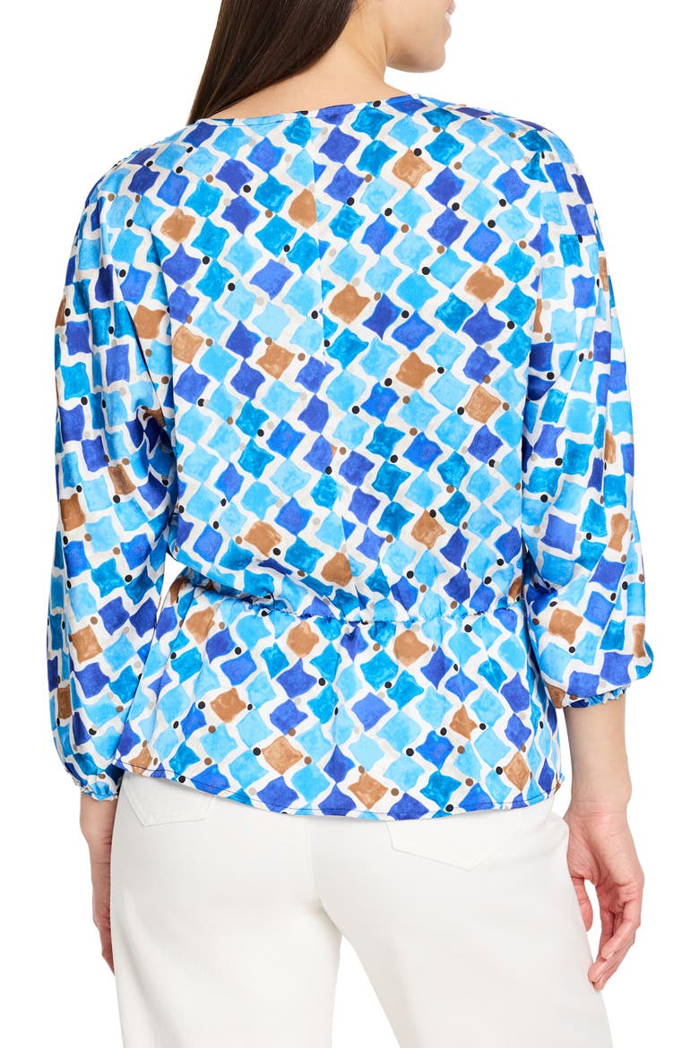 Sofia Mosaic Print Peplum Top, Alternate, color, BLUE MULTI