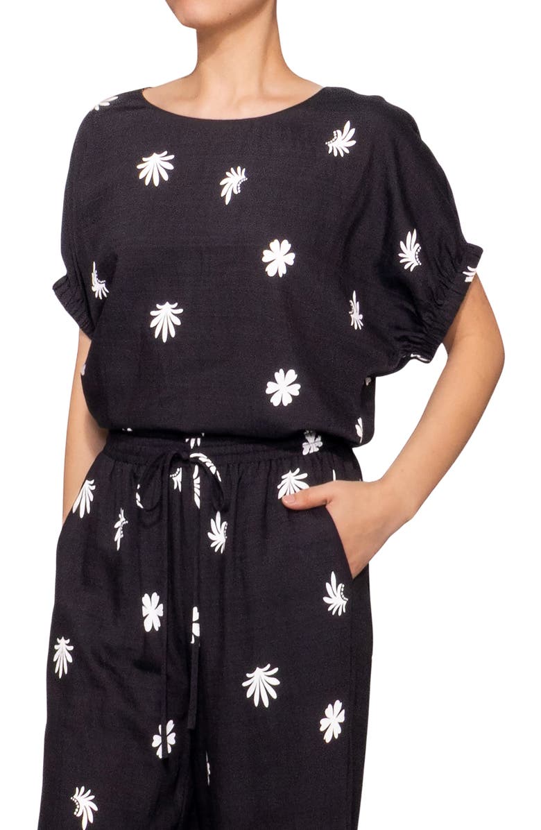 MELLODAY Floral Print Short Sleeve Top, Alternate, color, 