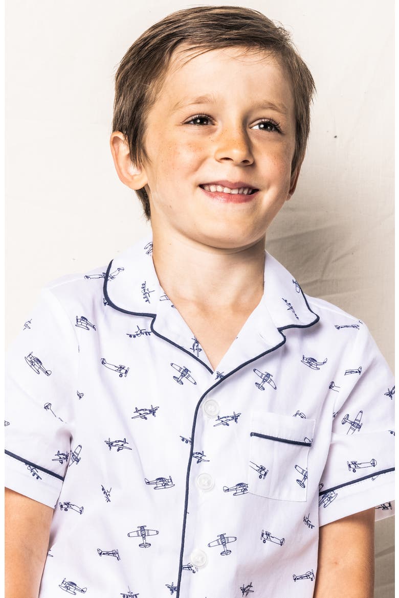 Kids' Par Avion Two-Piece Short Pajamas, Alternate, color, WHITE