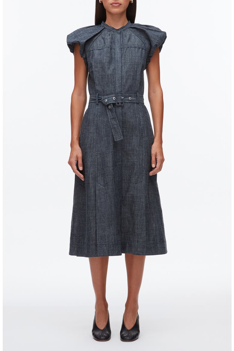 Short Sleeve Denim Dress, Main, color, WASHED INDIGO
