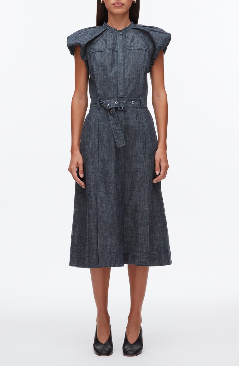 3.1 Phillip Lim Short Sleeve Denim Dress, Main, color, Washed Indigo
