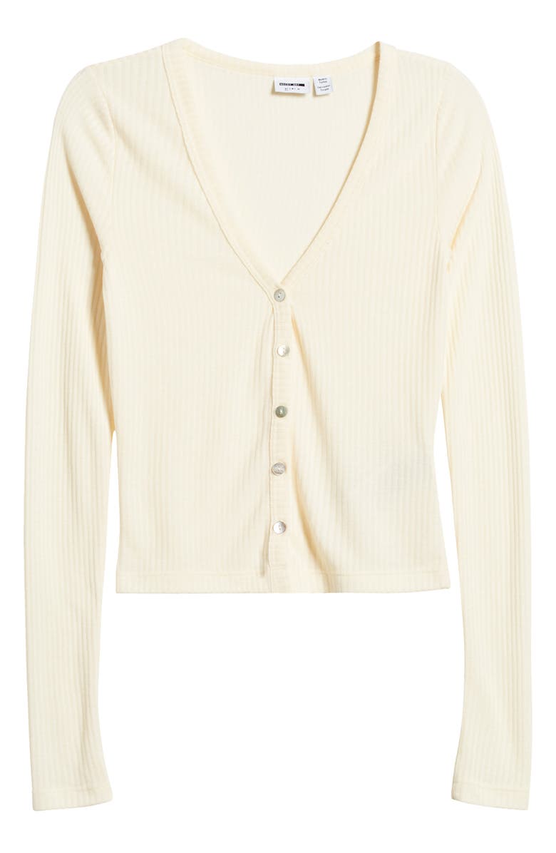 Noisy may Odette Rib Cardigan Sweater, Alternate, color, Pearled Ivory