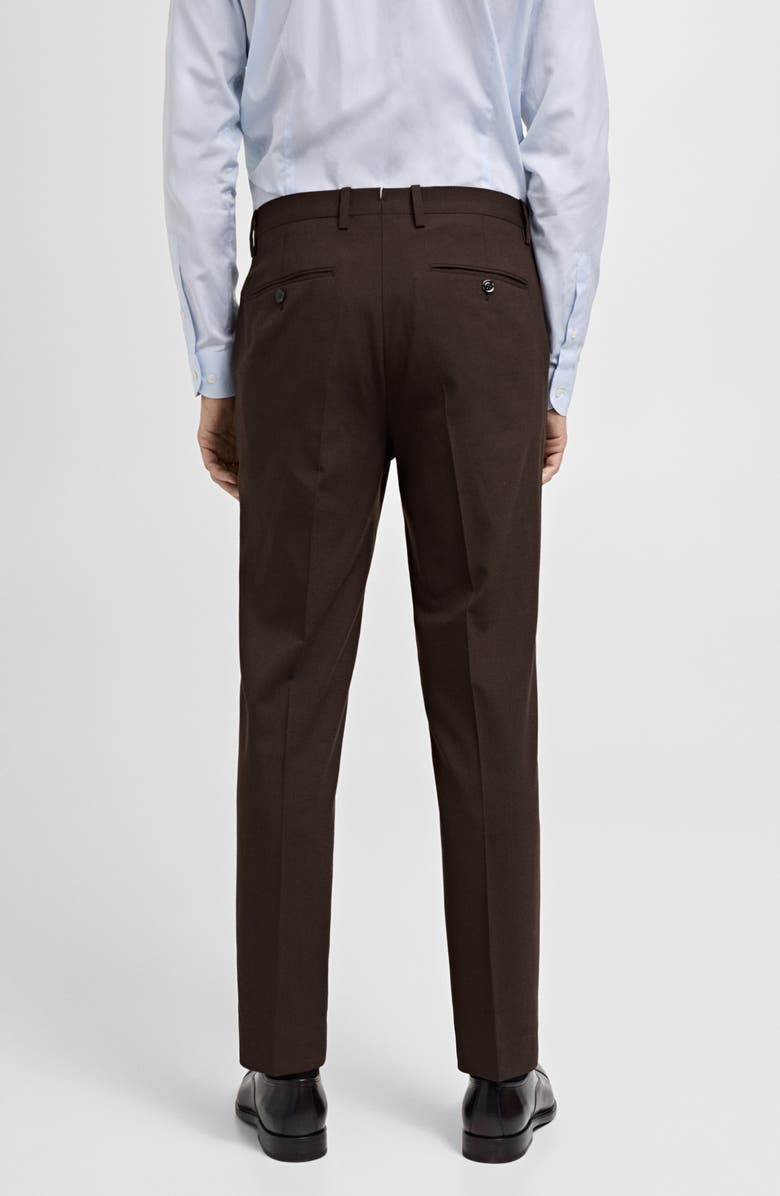 MANGO Turin Virgin Slim Fit Wool Pants, Alternate, color, Brown