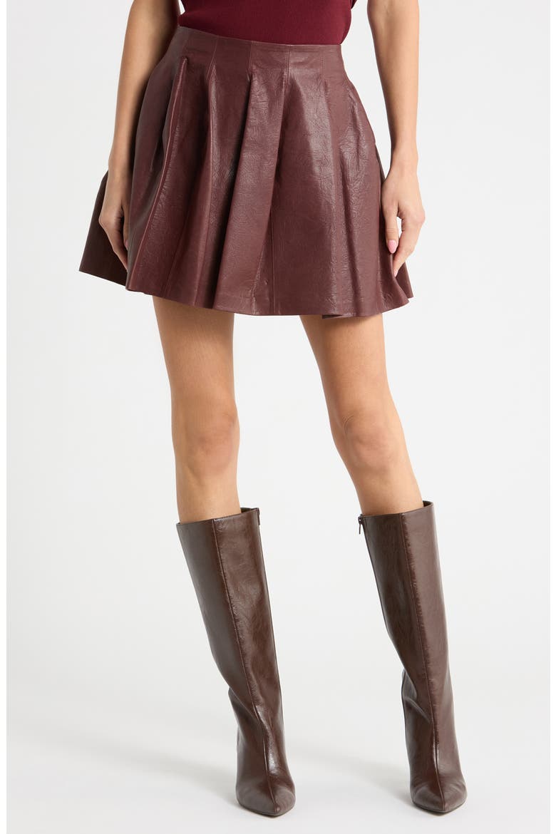 Bryar Leather Miniskirt, Main, color, MAHOGANY