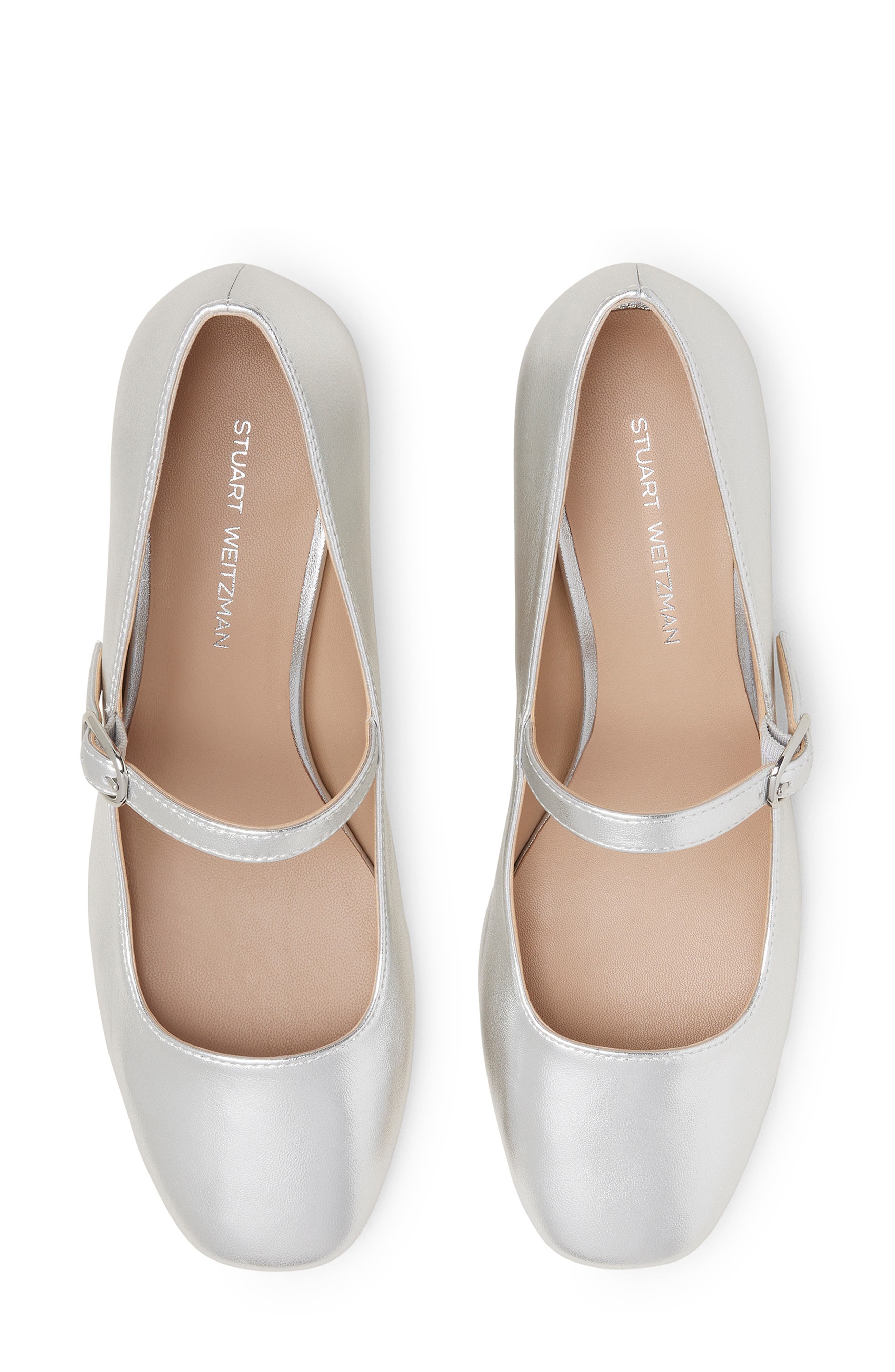 Stuart Weitzman Louise 50 Mary Jane, Alternate, color, Silver