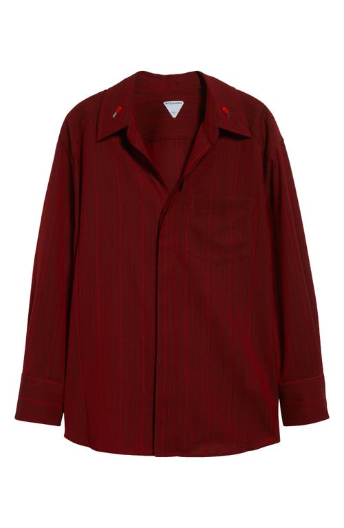 Bottega Veneta Subtle Stripe Wool Blend Button-up Shirt In Red