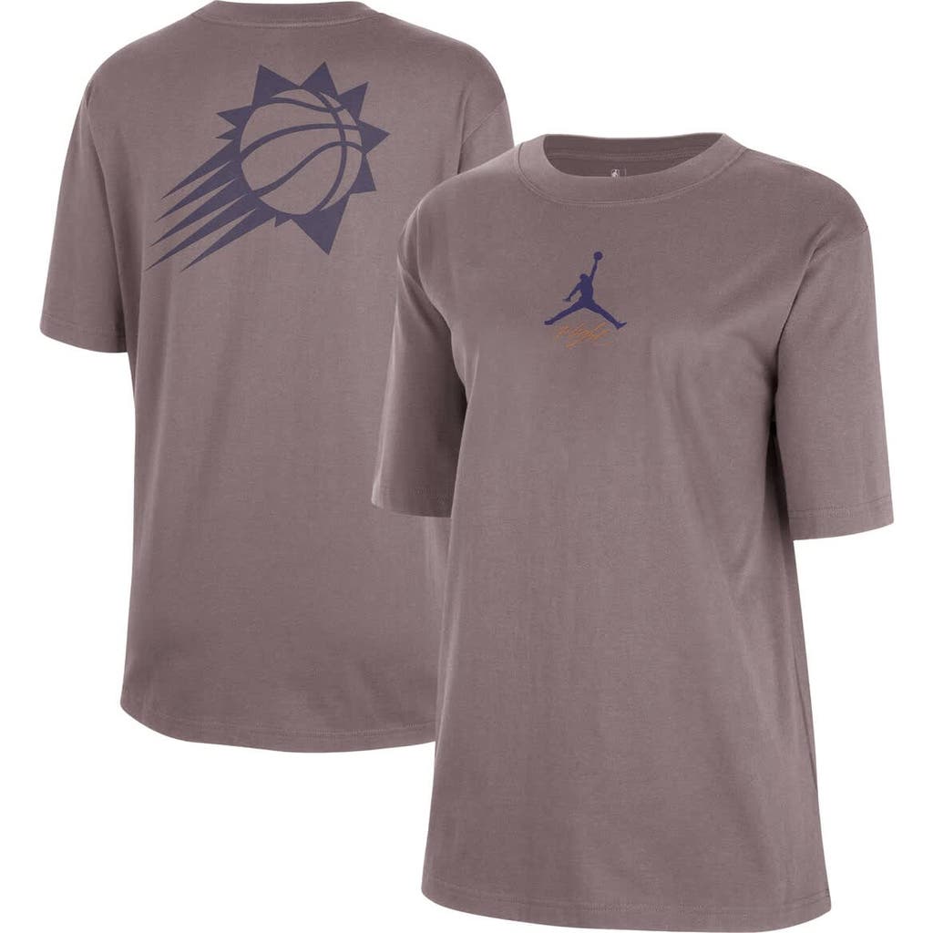 Jordan Brand Charcoal Phoenix Suns Courtside Statement Edition Boyfriend T-shirt In Purple