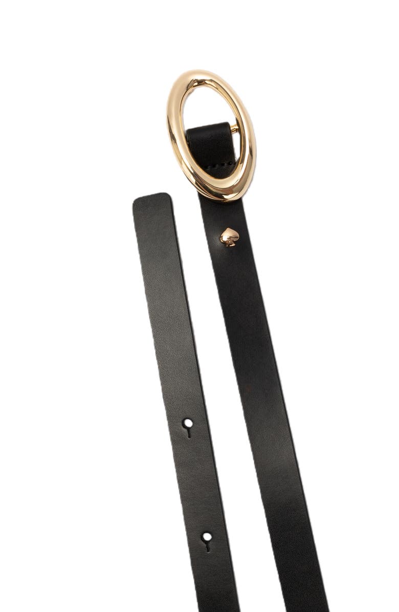Kate Spade New York oval molten buckle leather belt, Alternate, color, Black