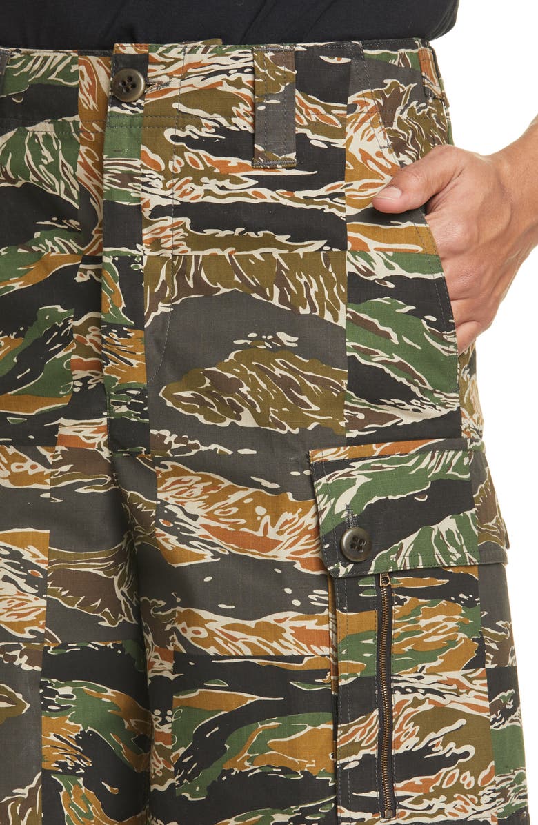 Dries Van Noten Plexi Camo Cargo Shorts, Alternate, color,