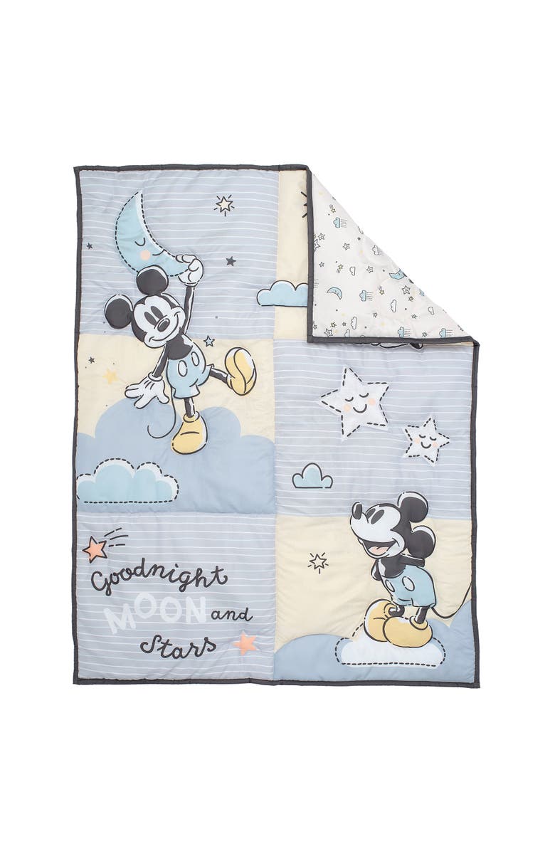 Lambs & Ivy Disney Baby Moonlight Mickey Mouse 3-Piece Nursery Crib Bedding Set, Alternate, color, Gray