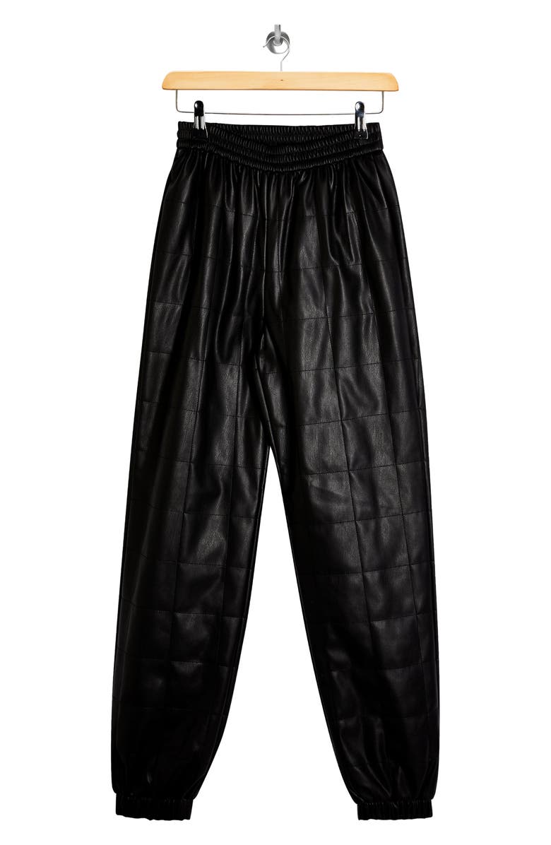 Topshop Quilted Faux Leather Jogger Pants, Alternate, color, 