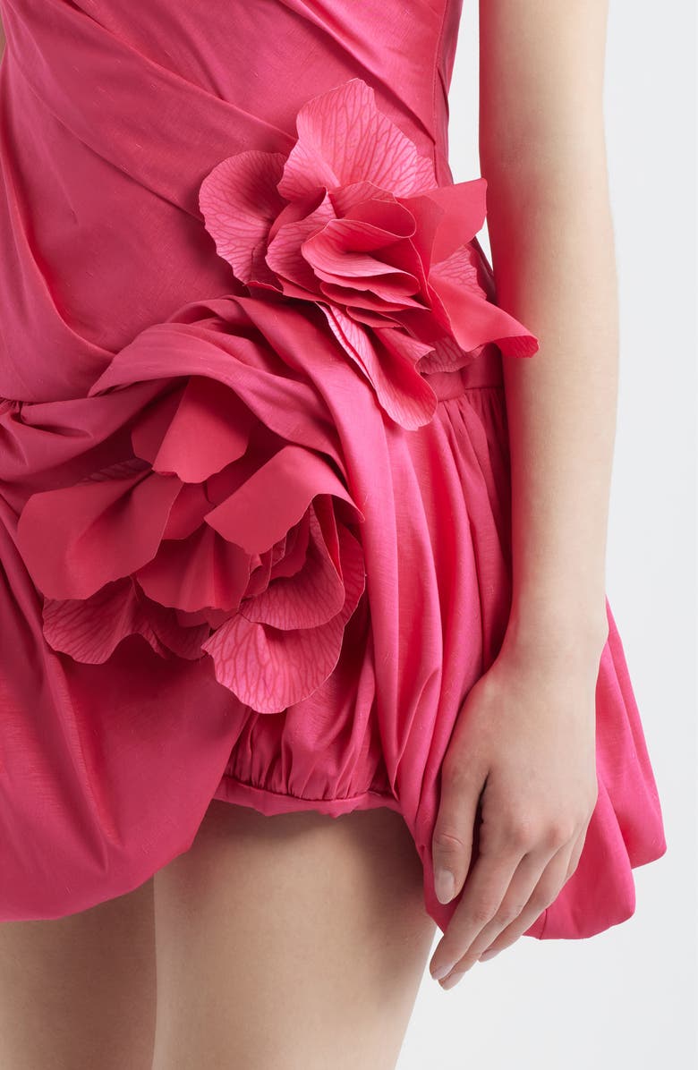 Acler Maxey Floral Appliqué Bubble Hem Cocktail Minidress, Alternate, color, Magenta