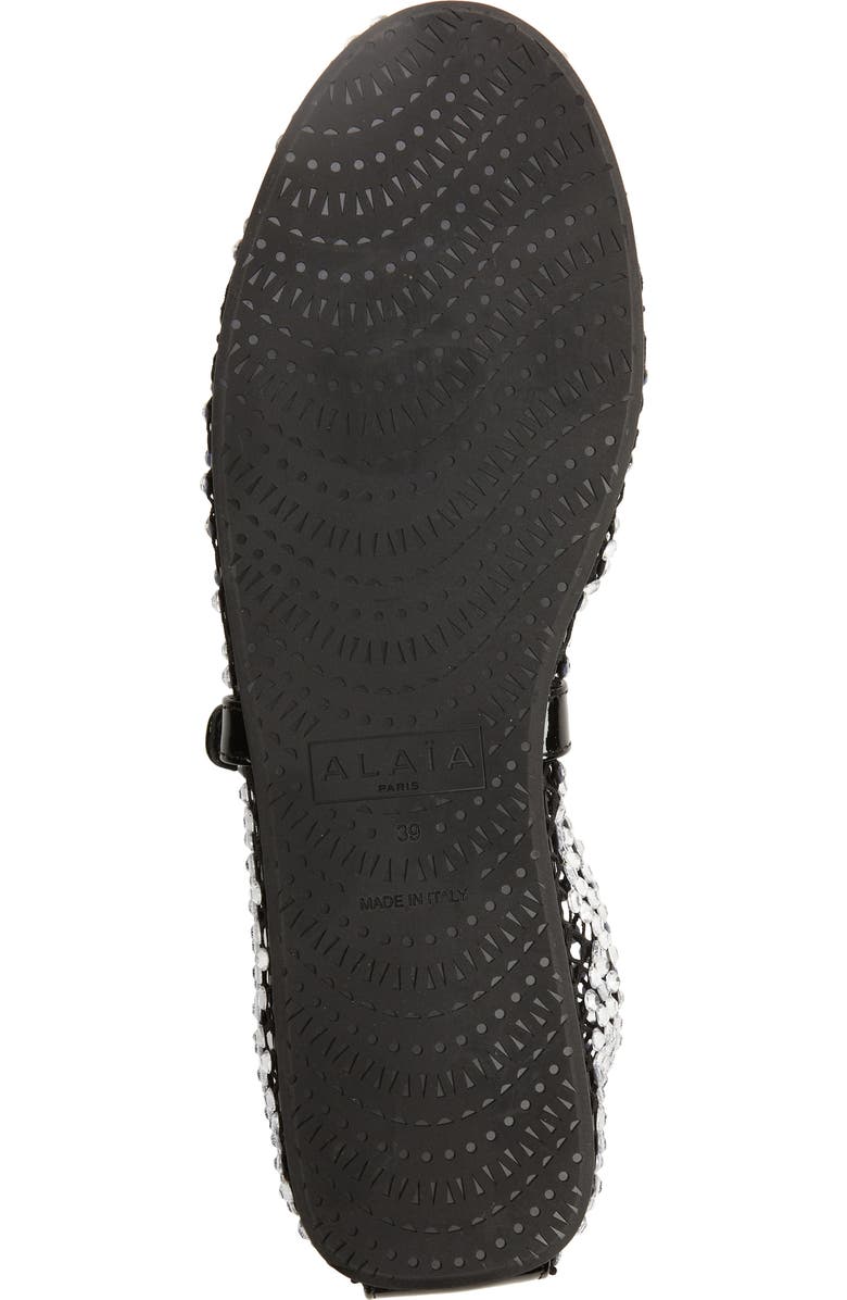 Alaïa Rhinestone Mesh Ballerina Flat, Alternate, color,