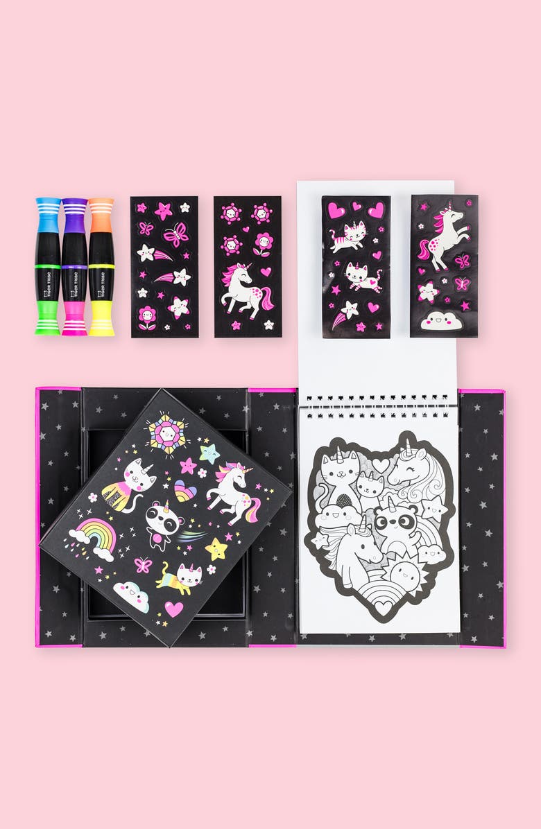 TIGER TRIBE Unicorns & Friends Coloring Set, Alternate, color, Black Multi