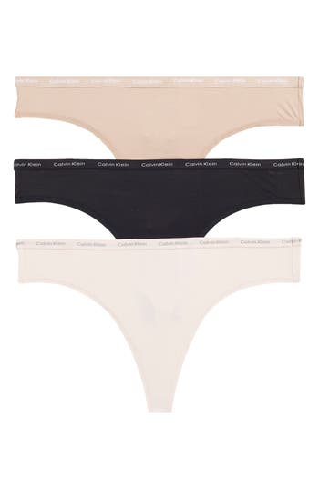 Calvin Klein Luxe 3-pack Thongs In 5ep Black/cedar