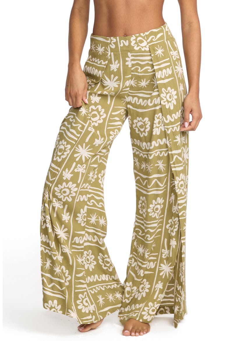 Split Spirit Floral Wide Leg Pants, Main, color, GREEN TEA