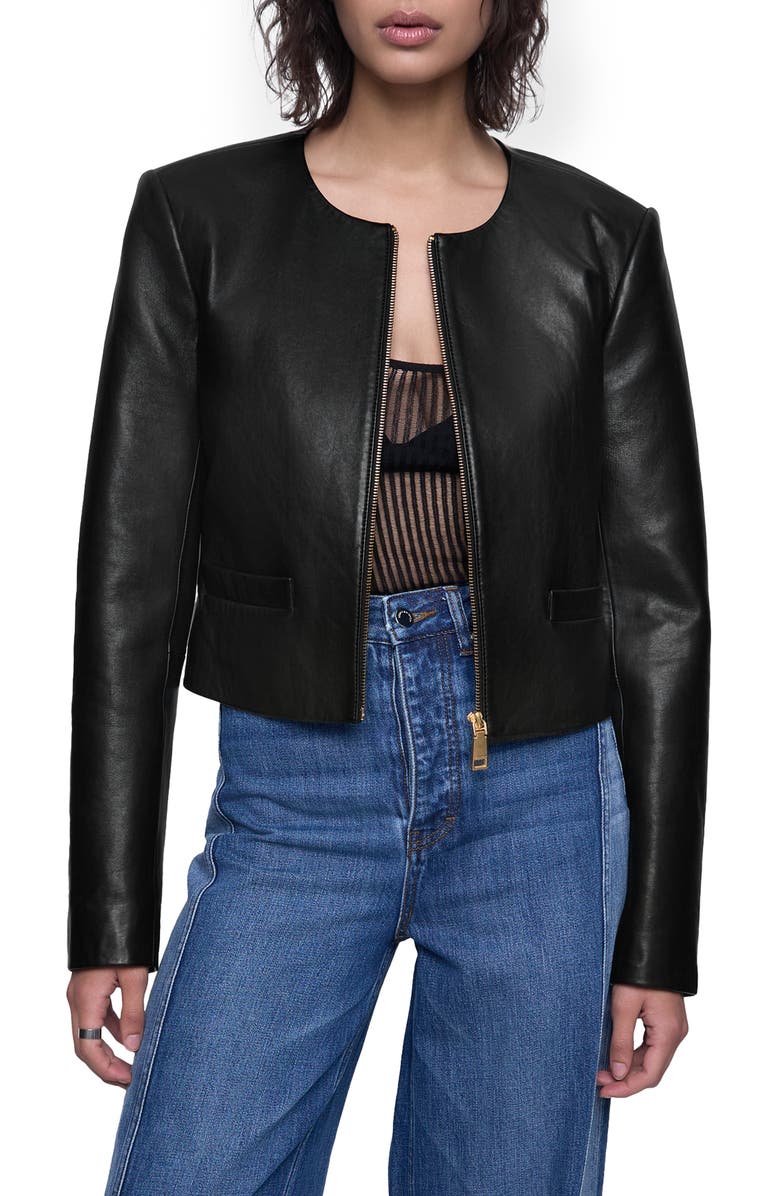 Rebecca Minkoff Paige Crop Leather Jacket, Main, color, 