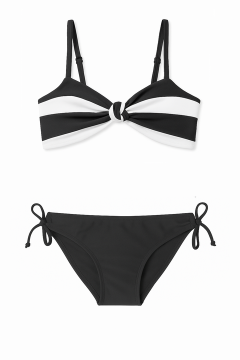 Stripe Twist Knot Bikini - Juniors