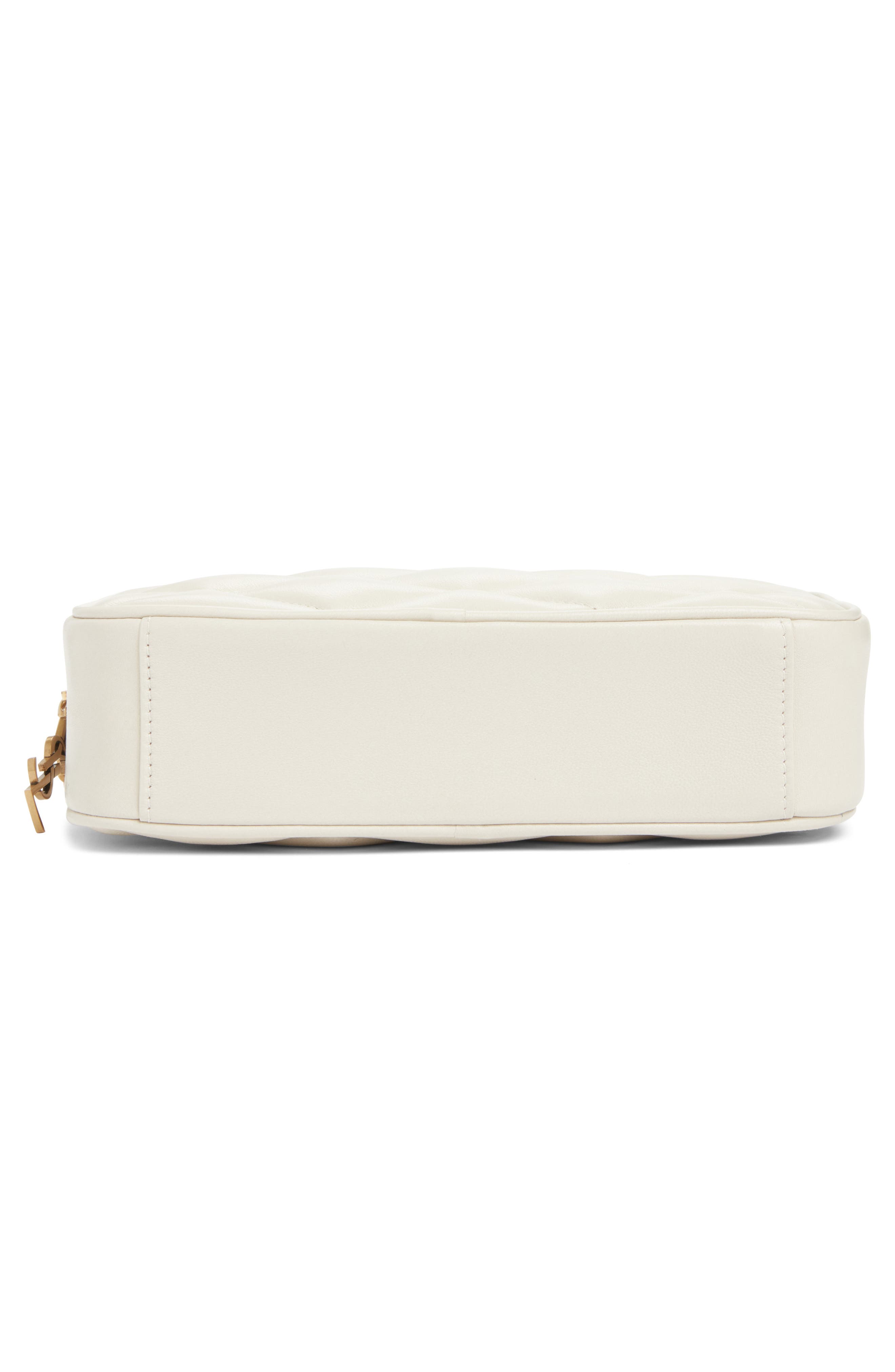 Saint Laurent Gaby Diamond Quilted Leather Camera Bag, Alternate, color, Blanc Vintage