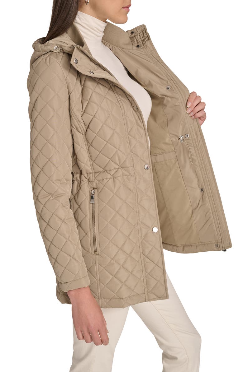 Calvin Klein Diamond Quilted Hooded Jacket, Alternate, color, Birch