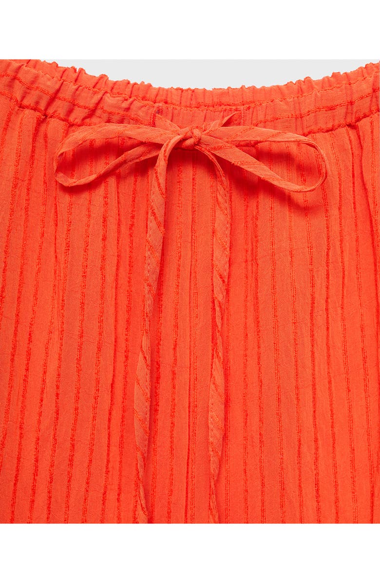 MANGO Crinkled Wide Leg Drawstring Pants, Alternate, color, Orange