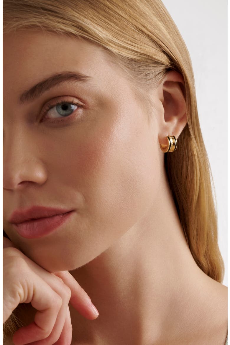 Rolo Classic Color Huggie Hoop Earrings, Alternate, color, METALLIC GOLD BLACK
