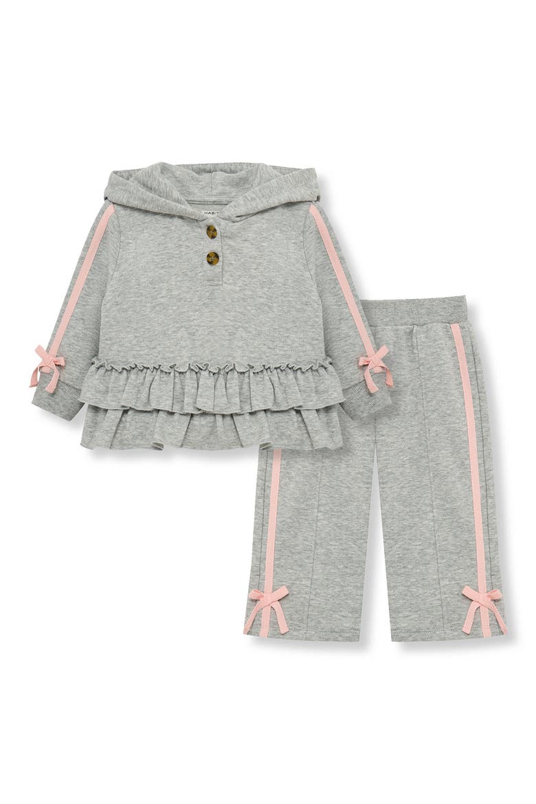 Kids' Ruffle Peplum Hoodie & Pants Set, Main, color, GREY HEATHER