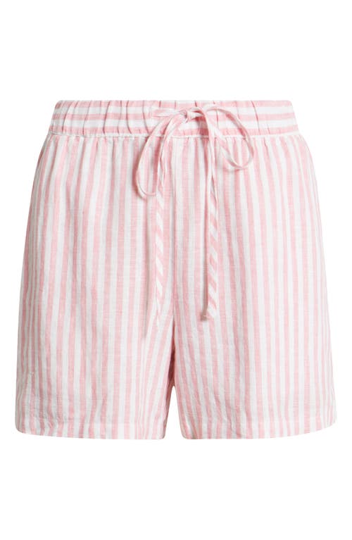Caslonr Caslon(r) Linen Drawstring Shorts In Pink G- White Brianne Stripe